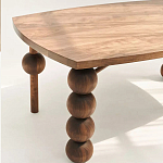 Обеденный стол деревянный с круглыми декоративными элементами на ножках Koko варинант исполнения - 4 | Loft Concept в Брянске