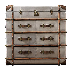 Комод в стиле Лофт Polished Aluminum Trunks Chest