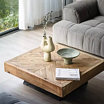 Дизайнерский журнальный стол квадратный с черным трапециевидным основанием Wokab варинант исполнения - 2 | Loft Concept в Брянске