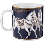 Кружка из фарфора синяя с изображением лошадей 400 мл Porcelain Horse Set варинант исполнения - 1 | Loft Concept в Брянске