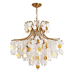 Люстра подвесная с белыми и золотыми круглыми подвесками Диаметр 70 см SHELL Chandelier варинант исполнения - 1 | Loft Concept в Брянске