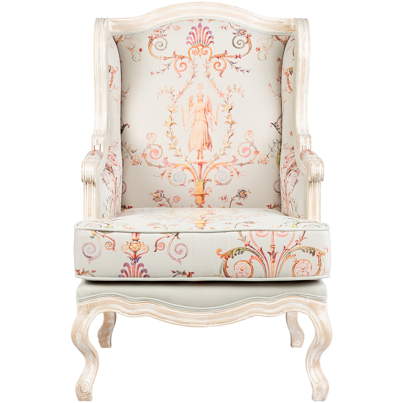 Кресло из массива бука серое с растительным орнаментом Raffael Floral Grey Armchair Светло-серый Мульти Бежевый Кресло из массива бука серое с растительным орнаментом Raffael Floral Grey Armchair Светло-серый Мульти Бежевый в Брянске | Loft Concept