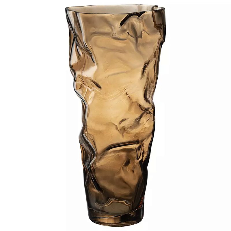 Ваза стеклянная фактурная Crumpled Vase 32 см Коричневый Ваза стеклянная фактурная Crumpled Vase 32 см Коричневый в Брянске | Loft Concept
