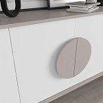 Комод бежево-белый с 4-мя дверцами c декором в виде бежевого круглого элемента на фасаде GORA CONSOLE 180CM LIGHT MOCHA варинант исполнения - 4 | Loft Concept в Брянске