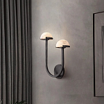 Бра с 2-мя мраморными плафонами на черном корпусе Light Warm Light варинант исполнения - 2 | Loft Concept в Брянске