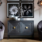 Тумба черная из дерева двухдверная Geometric Double Door Nightstand варинант исполнения - 5 | Loft Concept в Брянске