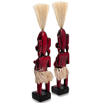 Комплект из 2-х деревянных статуэток Asmat Straw Headdress Statuettes Red варинант исполнения - 2 | Loft Concept в Брянске