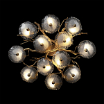 Потолочная люстра круглая ветвистыми бронзовыми элементами и стеклянными рифлеными дисками Textured Glass Chandelier варинант исполнения - 2 | Loft Concept в Брянске