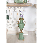 Ваза зеленого цвета из фарфора на высокой подставке с бронзовыми ручками Eden Garden porcelain and bronze варинант исполнения - 4 | Loft Concept в Брянске