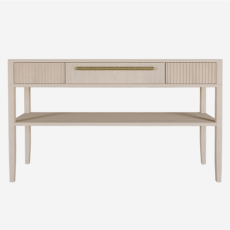 Дизайнерская Консоль с полкой и ящиком Primo Светлый дуб Древесина Золотой в Брянске | Loft Concept 