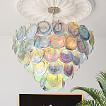 Люстра с каскадом из круглых разноцветных стеклянных дисков Mother of Pearl Iridescence варинант исполнения - 1 | Loft Concept в Брянске