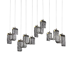 Подвесной светильник линейный с плафонами волнистой формы из фактурного стекла Big Wave варинант исполнения - 2 | Loft Concept в Брянске