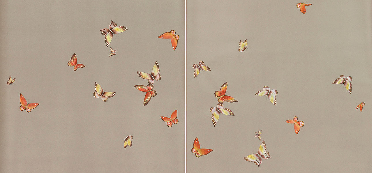 Обои ручная роспись Butterflies Echo on dyed paper Обои ручная роспись Butterflies Echo on dyed paper - Loft-Concept в Брянске