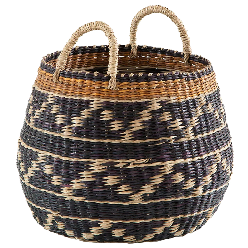 Шарообразная корзина с орнаментом Jokia Wicker Basket Коричневый Бежевый Шарообразная корзина с орнаментом Jokia Wicker Basket Коричневый Бежевый в Брянске | Loft Concept