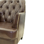 Кресло кожаное c мягкими подлокотниками на 4-х деревянных ножках из массива березы Joseph Armchair brown варинант исполнения - 3 | Loft Concept в Брянске