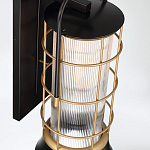 Настенный фонарь цилиндрической формы с рифленым стеклом в золотом каркасе на черном прямоугольном основании Eurofase варинант исполнения - 4 | Loft Concept в Брянске