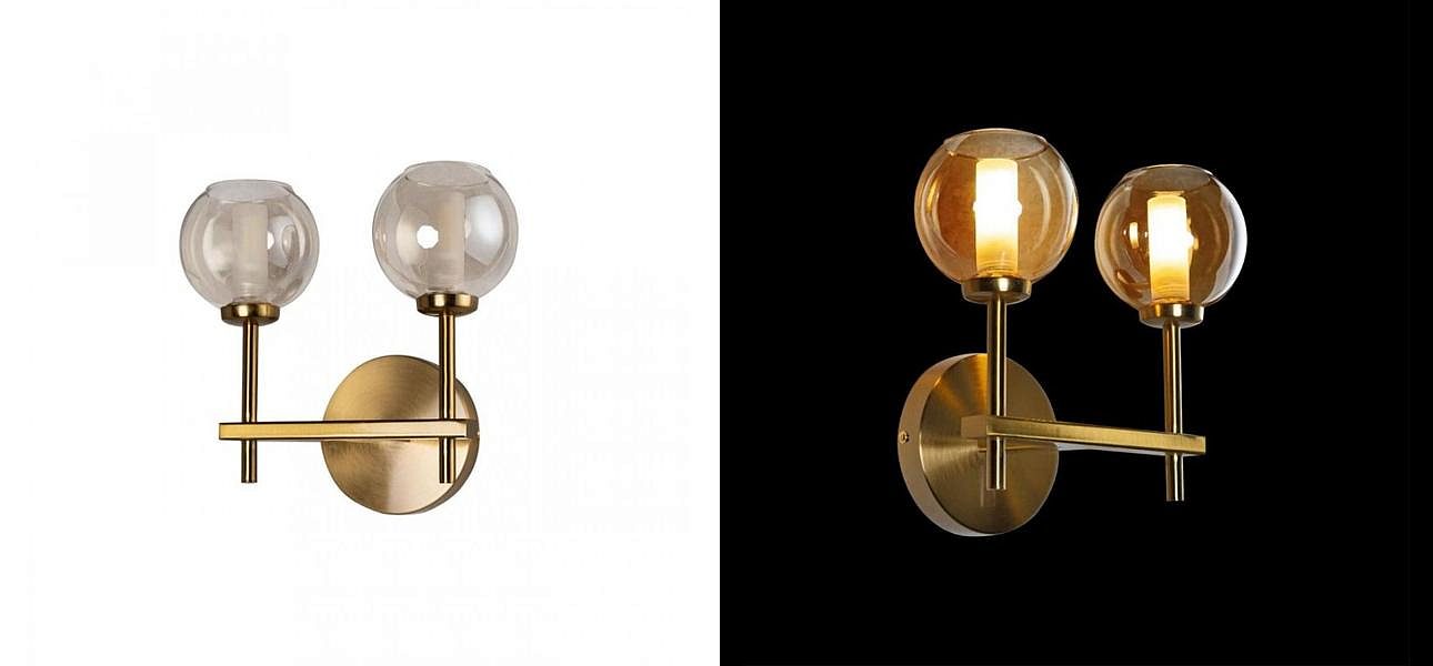 Бра RH Boule de Cristal Double Wall Lamp amber Gold Бра RH Boule de Cristal Double Wall Lamp amber Gold - Loft-Concept в Брянске