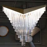 Люстра золотого цвета в форме галочки с каскадом длинных прозрачных трубок Eurofase варинант исполнения - 13 | Loft Concept в Брянске