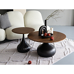 Столик журнальный с круглой деревянной столешницей на черном фактурном основании Bourgeon варинант исполнения - 5 | Loft Concept в Брянске