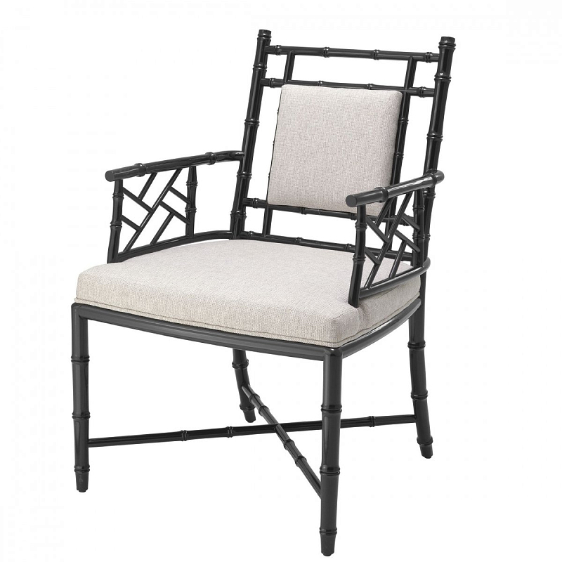 Кресло Eichholtz Chair Germaine Черный Бежево-серый Кресло Eichholtz Chair Germaine Черный Бежево-серый в Брянске | Loft Concept