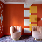 Обои ручная роспись Chez Nina by India Mahdavi Lantana colourway on Arancio dyed silk варинант исполнения - 2 | Loft Concept в Брянске