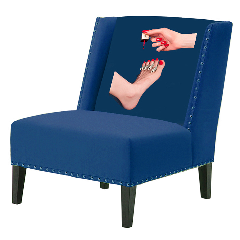 FUN Armchair "Pedicure" Blue Дизайнерское кресло с цветным принтом Сапфирово-синий FUN Armchair "Pedicure" Blue Дизайнерское кресло с цветным принтом Сапфирово-синий в Брянске | Loft Concept