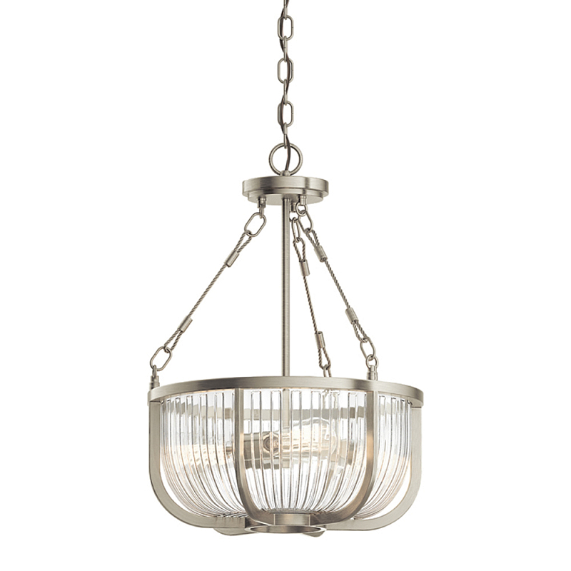 Люстра подвесная с чашеобразным плафоном из прозрачных стеклянных прутьев Kichler Никель Прозрачный Латунь в Брянске | Loft Concept 