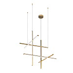 Люстра с 6-ю  пересекающимися цилиндрическими плафонами на тонких тросах Trumpet tube варинант исполнения - 2 | Loft Concept в Брянске