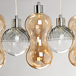Люстра с 3-мя плафонами волнообразной формы цвета янтарь и 2-мя прозрачными шарообразными плафонами Lucid Rain  варинант исполнения - 7 | Loft Concept в Брянске