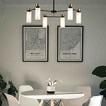 Люстра потолочная с 6-ю цилиндрическими плафонами из стекла и черным каркасом Noir Poise варинант исполнения - 3 | Loft Concept в Брянске