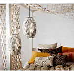 Подвесной светильник вертикальной овальной формы украшенный белыми круглыми бусинами Gradient Oval Pendant Lamp White варинант исполнения - 3 | Loft Concept в Брянске