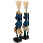 Комплект из 2-х деревянных статуэток Asmat Straw Headdress Statuettes Blue Colorful Tattoo варинант исполнения - 2 | Loft Concept в Брянске