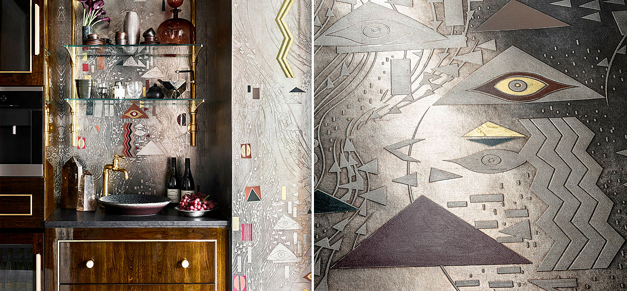 Обои ручная роспись Klimt Polished Silver bas relief gilded paper - Loft-Concept в Брянске