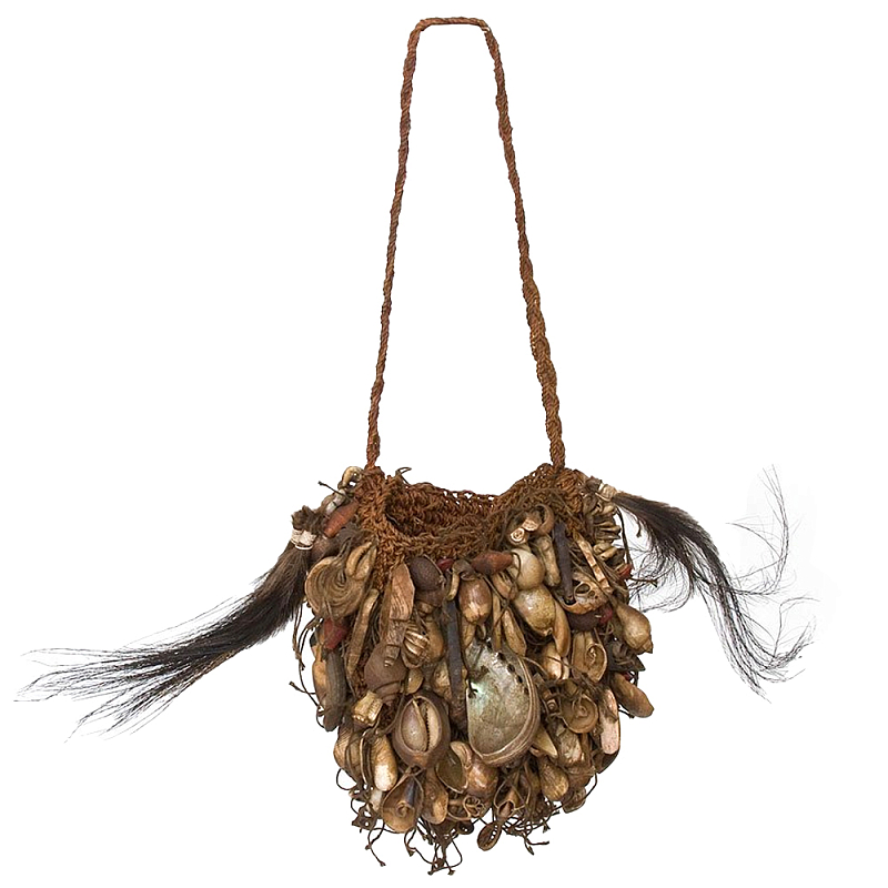 Декоративный аксессуар сумка из ракушек и перьев Aboriginal Bag Brown Коричневый в Брянске | Loft Concept 