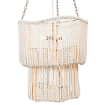 Двухъярусная люстра с подвесками из круглых деревянных бусин белая White Beads Two-tier Chandelier варинант исполнения - 1 | Loft Concept в Брянске