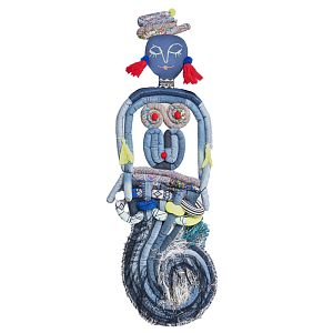 Кукла из одежды и павлопосадских платков Rusalka Blue Jeans