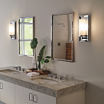 Бра для ванных комнат с цилиндрическим плафоном на прямоугольном зеркальном основании Feiss варинант исполнения - 2 | Loft Concept в Брянске