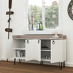 Комод белый с 4-мя дверцами и бежевой столешницей на металлических ножках DEA CONSOLE TABLE LIGHT MOCHA WHITE варинант исполнения - 2 | Loft Concept в Брянске