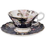 Чайный набор из фарфора темно-синий с рисунком цветов на 6 персон 12 предметов 280 мл Garden Whisper Porcelain Set  варинант исполнения - 5 | Loft Concept в Брянске