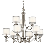 Люстра с белыми тканевыми абажурами в прозрачных стеклянных цилиндрах Kichler варинант исполнения - 1 | Loft Concept в Брянске