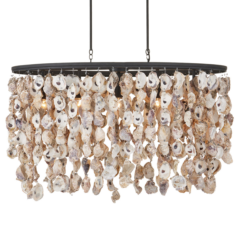 Люстра овальная с подвесками из устричных раковин Sea Ravens Черный в Брянске | Loft Concept 