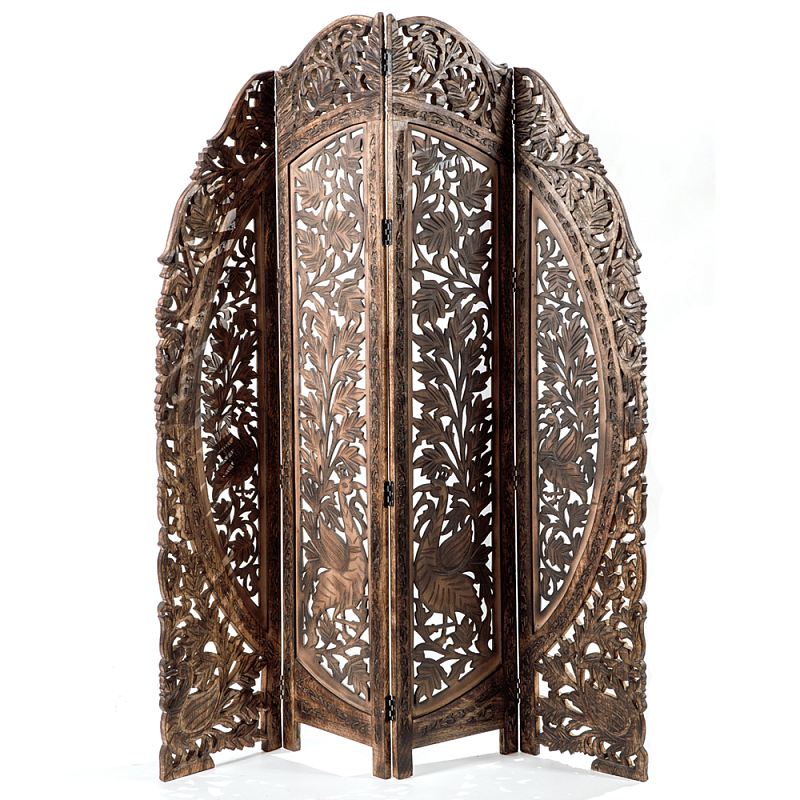 Ширма с  орнаментом ручная резьба Indian Antique Furniture Коричневый в Брянске | Loft Concept 