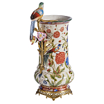 Ваза фарфоровая с птицей на бронзовой ветке и цветочной росписью Garden of Eden варинант исполнения - 1 | Loft Concept в Брянске