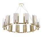 Люстра подвесная круглая с прямоугольными мраморными и золотистыми панелями на металлическом каркасе Диаметр 118 см Marble square Chandelier варинант исполнения - 2 | Loft Concept в Брянске