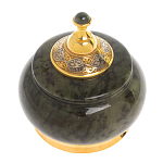 Икорница с крышкой с гравировкой из натурального камня Нефрит Decorative Cavair Dishes варинант исполнения - 6 | Loft Concept в Брянске