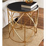 Приставной стол с металлическим золотым  основанием и чёрной столешницей Paradigm варинант исполнения - 1 | Loft Concept в Брянске