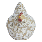 Статуэтка курица с резными белыми цветами на бежевой фактурной поверхности Rustic Chicken варинант исполнения - 1 | Loft Concept в Брянске