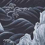 Обои ручная роспись Matsushima Waves Roka on Edo Night painted silk варинант исполнения - 1 | Loft Concept в Брянске