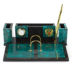 Настольный письменный набор из змеевика с часами и календарницей Successful Leader варинант исполнения - 1 | Loft Concept в Брянске