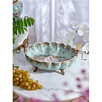 Чаша из голубого фарфора на бронзовых ножках с рисунком цветов и фигурками стрекоз Blue Garden варинант исполнения - 3 | Loft Concept в Брянске